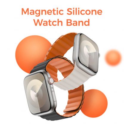 Benks Magnetic Silicone Band - магнитна силиконова каишка за Apple Watch 42мм, 44мм, 45мм, 46мм, Ultra 49мм (бежов-оранжев) 2