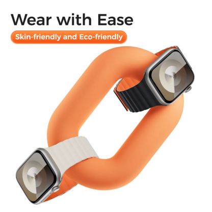 Benks Magnetic Silicone Band - магнитна силиконова каишка за Apple Watch 42мм, 44мм, 45мм, 46мм, Ultra 49мм (бежов-оранжев) 3