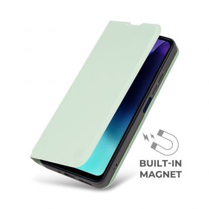 OBALME SmoothTouch Leather Flip Case - кожен калъф, тип портфейл с поставка и отделение за кр. карти за Xiaomi Redmi 14C 4G, Poco C75 (зелен) 4