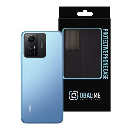 OBALME Book Leather Flip Case - кожен калъф, тип портфейл с поставка и отделение за кр. карти за Xiaomi Redmi Note 12S (черен) 3
