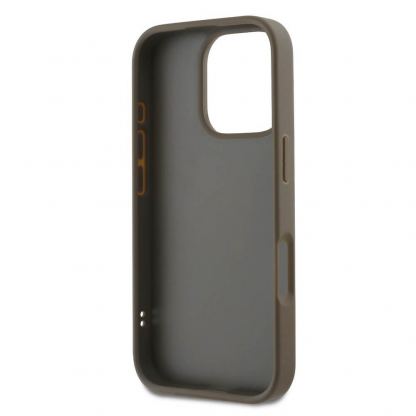 DKNY PU Leather Stack Logo Wrist Strap Case - дизайнерски кожен кейс с връзка за носене за iPhone 16 Pro Max (тъмнозелен) 4