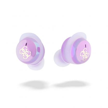 Guess 4G Logo Mini True Wireless Stereo TWS Headset - безжични блутут слушалки със зареждащ кейс за мобилни устройства (лилав)  3