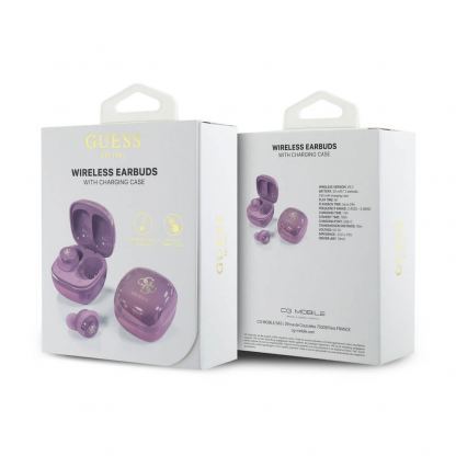 Guess 4G Logo Mini True Wireless Stereo TWS Headset - безжични блутут слушалки със зареждащ кейс за мобилни устройства (лилав)  4