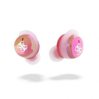 Guess 4G Logo Mini True Wireless Stereo TWS Headset - безжични блутут слушалки със зареждащ кейс за мобилни устройства (розов)  3