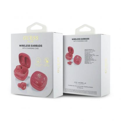Guess 4G Logo Mini True Wireless Stereo TWS Headset - безжични блутут слушалки със зареждащ кейс за мобилни устройства (розов)  4