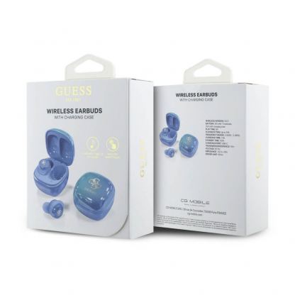 Guess 4G Logo Mini True Wireless Stereo TWS Headset - безжични блутут слушалки със зареждащ кейс за мобилни устройства (син)  4