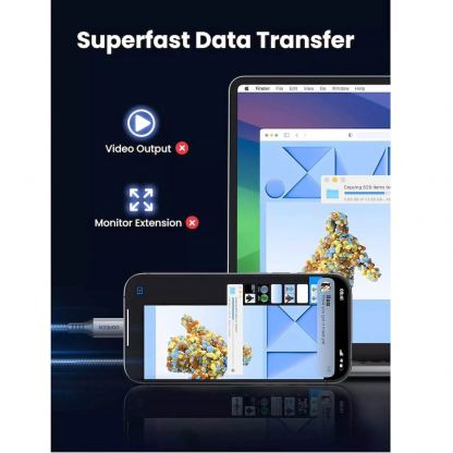 Ugreen USB-C to USB-C Data Cable 60W - кабел с бързо зареждане за устройства с USB-C порт (100 см) (черен)  2