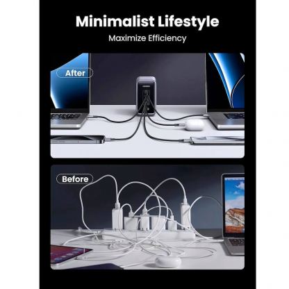 Ugreen Nexode GaN Travel Fast Wall Charger 300W - захранване за ел. мрежа за лаптопи, смартфони и таблети с 4xUSB-C и 1xUSB-A изходи с технология за бързо зареждане (тъмносив) 5