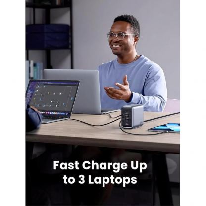 Ugreen Nexode GaN Travel Fast Wall Charger 300W - захранване за ел. мрежа за лаптопи, смартфони и таблети с 4xUSB-C и 1xUSB-A изходи с технология за бързо зареждане (тъмносив) 10