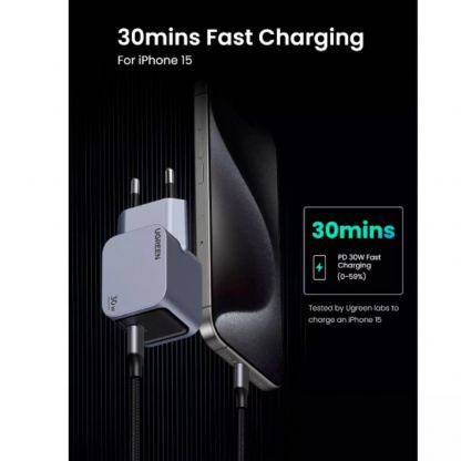 Ugreen Nexode Pro GaN Fast Wall Charger 30W - захранване за ел. мрежа с USB-C изход с технология за бързо зареждане (тъмносив)  4