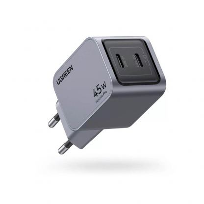 Ugreen Nexode Pro Fast Charger GaN 45W - захранване за ел. мрежа смартфони и таблети с 2xUSB-C изхода и с технология за бързо зареждане (тъмносив) 2