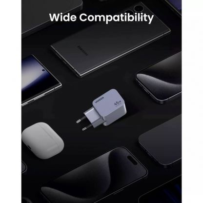 Ugreen Nexode Pro Fast Charger GaN 45W - захранване за ел. мрежа смартфони и таблети с 2xUSB-C изхода и с технология за бързо зареждане (тъмносив) 4