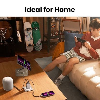 Ugreen Nexode Pro GaN Mini Fast Wall Charger 100W - захранване за ел. мрежа за лаптопи, смартфони и таблети с USB-A и 2xUSB-C изходи с технология за бързо зареждане (тъмносив) 6