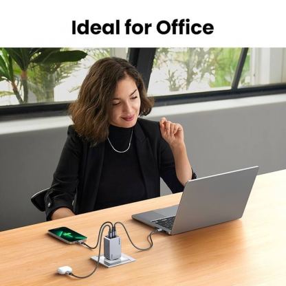 Ugreen Nexode Pro GaN Mini Fast Wall Charger 100W - захранване за ел. мрежа за лаптопи, смартфони и таблети с USB-A и 2xUSB-C изходи с технология за бързо зареждане (тъмносив) 7