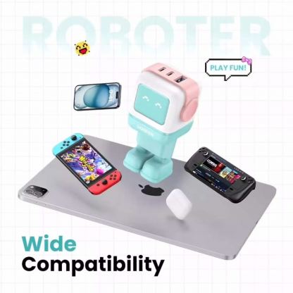 Ugreen Uno GaN Wall Charger 65W - захранване за ел. мрежа с USB-A и 2xUSB-C изходи с технология за бързо зареждане (син) 2