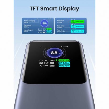 Ugreen Nexode Power Bank 25000 mAh 200W - преносима външна батерия с 2xUSB-C и 1xUSB-A изходи и технология за бързо зареждане (черен) 8