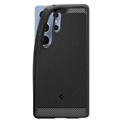 Spigen Rugged Armor MagSafe Case - удароустойчив силиконов (TPU) калъф с MagSafe за Samsung Galaxy S25 Ultra (черен)  3