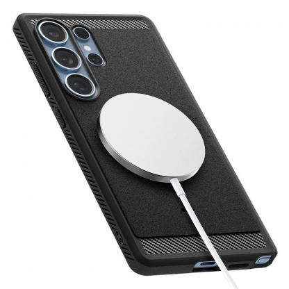 Spigen Rugged Armor MagSafe Case - удароустойчив силиконов (TPU) калъф с MagSafe за Samsung Galaxy S25 Ultra (черен)  9