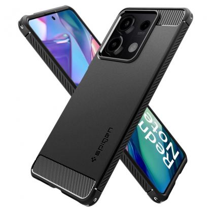 Spigen Rugged Armor Case - тънък качествен силиконов (TPU) калъф за Xiaomi Redmi Note 13 5G (черен) 6