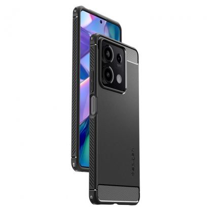 Spigen Rugged Armor Case - тънък качествен силиконов (TPU) калъф за Xiaomi Redmi Note 13 5G (черен) 8