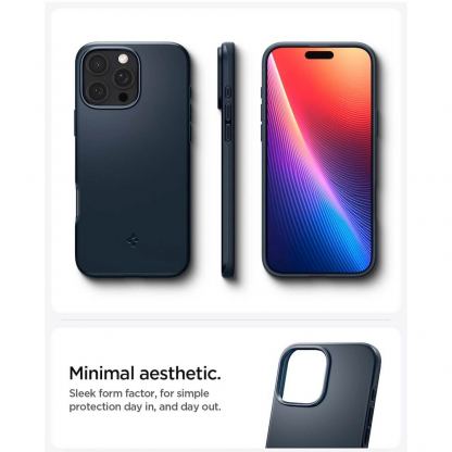 Spigen Thin Fit MagSafe Case - качествен тънък матиран кейс с MagSafe за iPhone 16 Pro (тъмносин) 9