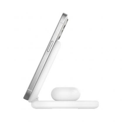 Belkin BoostCharge 2-in-1 Foldable Qi2 Magnetic Wireless Charging Stand - двойна поставка (пад) за безжично зареждане за iPhone с Magsafe и AirPods (бял)	 5