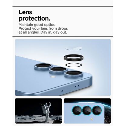 Spigen Glas.tR EZ Fit Optik Pro Lens Protector 2 Pack - 2 комплекта предпазни стъклени лещи за камерата на Samsung Galaxy S25 Plus (черен) 9