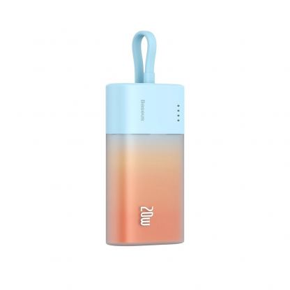 Baseus Popsicle Power Bank with Lightning Cable 20W 5200mAh - външна батерия 10000 mAh с вграден Lightning кабел и USB-C порт (син-оранжев) 7