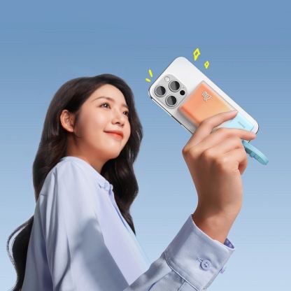 Baseus Popsicle Power Bank with Lightning Cable 20W 5200mAh - външна батерия 10000 mAh с вграден Lightning кабел и USB-C порт (син-оранжев) 8