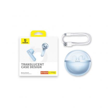 Baseus Bowie E5 TWS In-Ear Bluetooth Earphones - безжични блутут слушалки със зареждащ кейс (син-прозрачен) 5