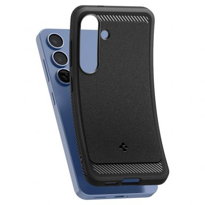 Spigen Rugged Armor MagSafe Case - удароустойчив силиконов (TPU) калъф с MagSafe за Samsung Galaxy S25 (черен)  9