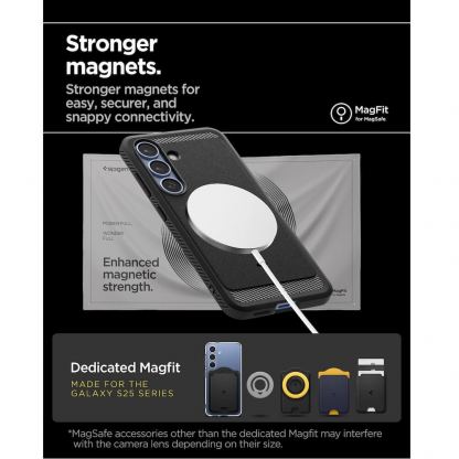 Spigen Rugged Armor MagSafe Case - удароустойчив силиконов (TPU) калъф с MagSafe за Samsung Galaxy S25 (черен)  17