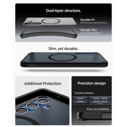 Spigen Ultra Hybrid MagSafe Case - хибриден кейс с висока степен на защита с MagSafe за Samsung Galaxy S25 (черен-мат)  18