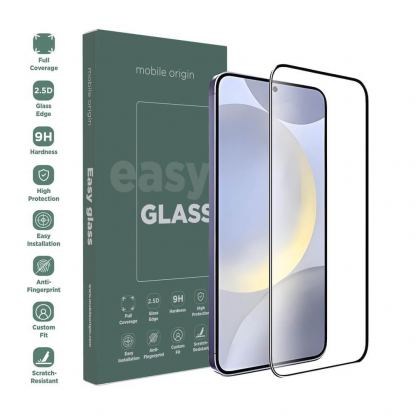 Mobile Origin EasyGlass Full Cover Tempered Glass - стъклено защитно покритие за дисплея на Samsung Galaxy S25, Galaxy S24 (черен-прозрачен) 2