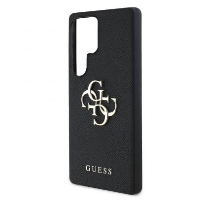 Guess PU Grained 4G Metal Logo Leather Hard Case - дизайнерски кожен кейс за Samsung Galaxy S25 Ultra (черен) 5