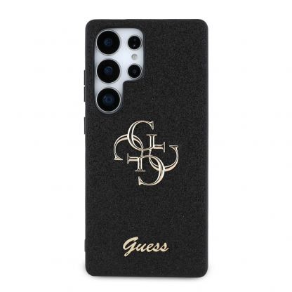 Guess PU Fixed Glitter 4G Metal Logo Case - силиконов (TPU) калъф за Samsung Galaxy S25 Ultra (черен)  3