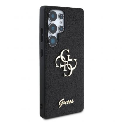 Guess PU Fixed Glitter 4G Metal Logo Case - силиконов (TPU) калъф за Samsung Galaxy S25 Ultra (черен)  4