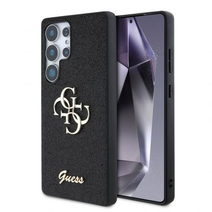 Guess PU Fixed Glitter 4G Metal Logo Case - силиконов (TPU) калъф за Samsung Galaxy S25 Ultra (черен)  5