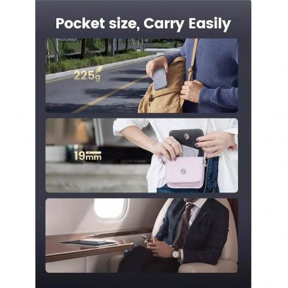 Ugreen Magnetic Wireless Power Bank 10000 mAh 20W - преносима външна батерия с USB-C порт, USB-A изход и безжично зареждане с MagSafe (тъмносив) 5