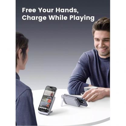 Ugreen Magnetic Wireless Power Bank 10000 mAh 20W - преносима външна батерия с USB-C порт, USB-A изход и безжично зареждане с MagSafe (тъмносив) 7