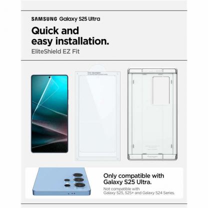 Spigen EliteShield EZ Fit Hybrid Glass Protector - хибридно защитно покритие за дисплея на Samsung Galaxy S25 Ultra (прозрачен) 6