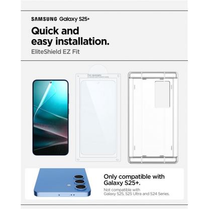 Spigen EliteShield EZ Fit Hybrid Glass Protector - хибридно защитно покритие за дисплея на Samsung Galaxy S25 Plus (прозрачен) 6