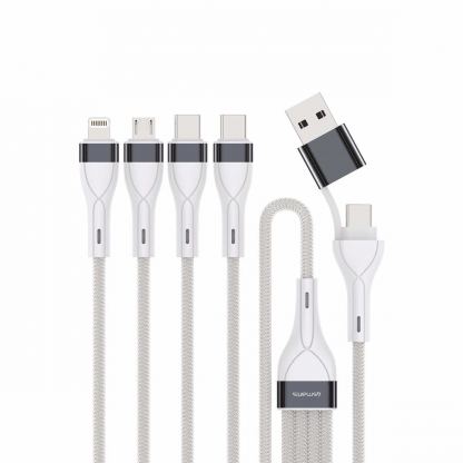 4smarts 4-in-2 Multi-Charging USB Cable - универсален USB-C кабел с Lightning, microUSB и USB-C конектори (25 см) (бял) 2