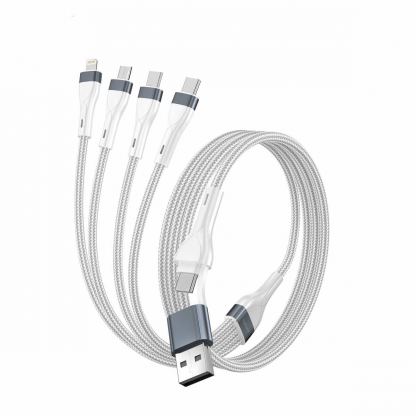 4smarts 4-in-2 Multi-Charging USB Cable - универсален USB-C кабел с Lightning, microUSB и USB-C конектори (25 см) (бял) 3