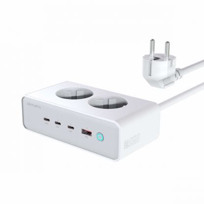 4Smarts Desk Charger GaN 65W with AC Sockets - разклонител с 2xAC контакта и захранване с 3хUSB-C и 1хUSB-A портове за мобилни устройства (бял) 2