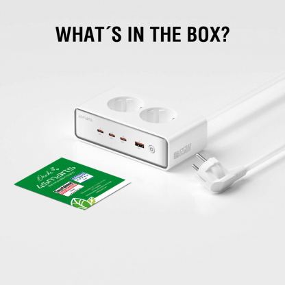4Smarts Desk Charger GaN 65W with AC Sockets - разклонител с 2xAC контакта и захранване с 3хUSB-C и 1хUSB-A портове за мобилни устройства (бял) 8