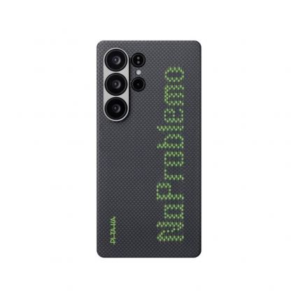 Pitaka Tactile Woven Luminous Aramid Fiber Case - кевларен кейс с MagSafe за Samsung Galaxy S25 Ultra (черен-зелен) 3