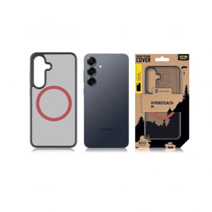 Tactical MagForce Hyperstealth 2.0 Cover - хибриден удароустойчив кейс с MagSafe за Samsung Galaxy S25 (черен-червен) 3