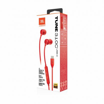 JBL Tune 310C USB-C Earphones - слушалки с USB-C кабел, микрофон и управление на звука (червен) 9