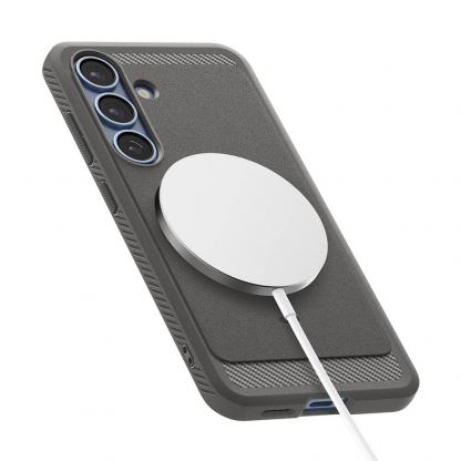 Spigen Rugged Armor MagSafe Case - удароустойчив силиконов (TPU) калъф с MagSafe за Samsung Galaxy S25 (сив)  9